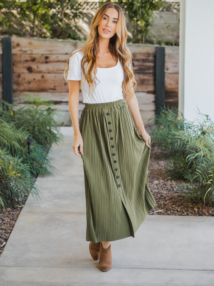 The Reed Skirt - Olive – Tickled Teal LLC