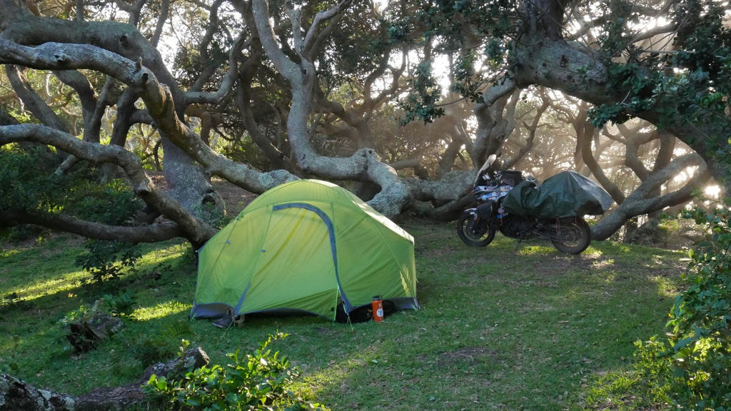 ktm moto camping in trees