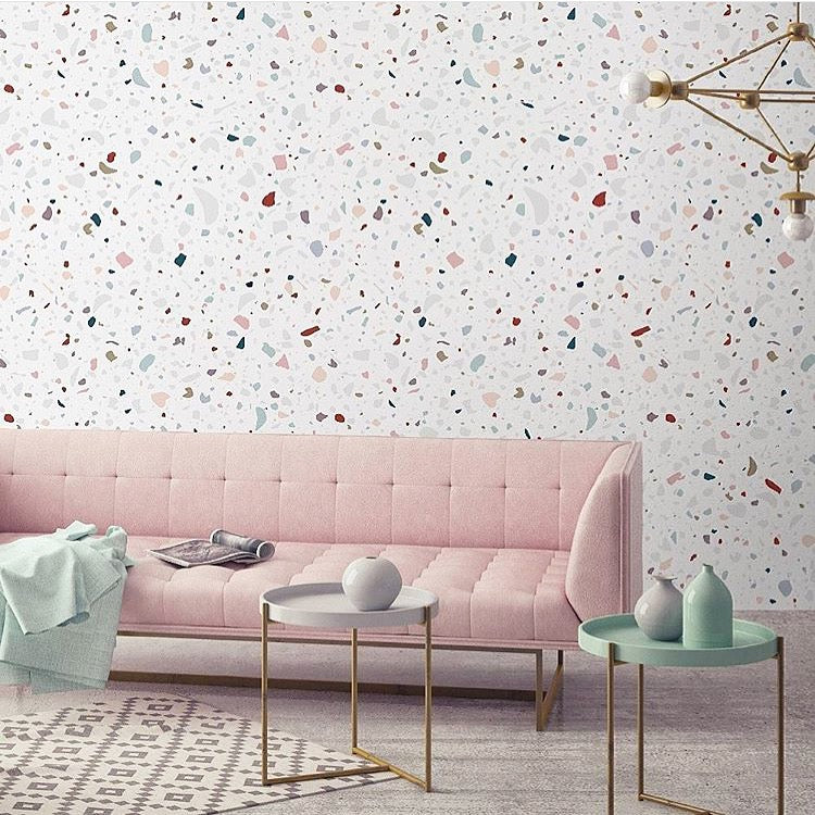 Confetti Terrazzo, Pattern Wallpaper in living room