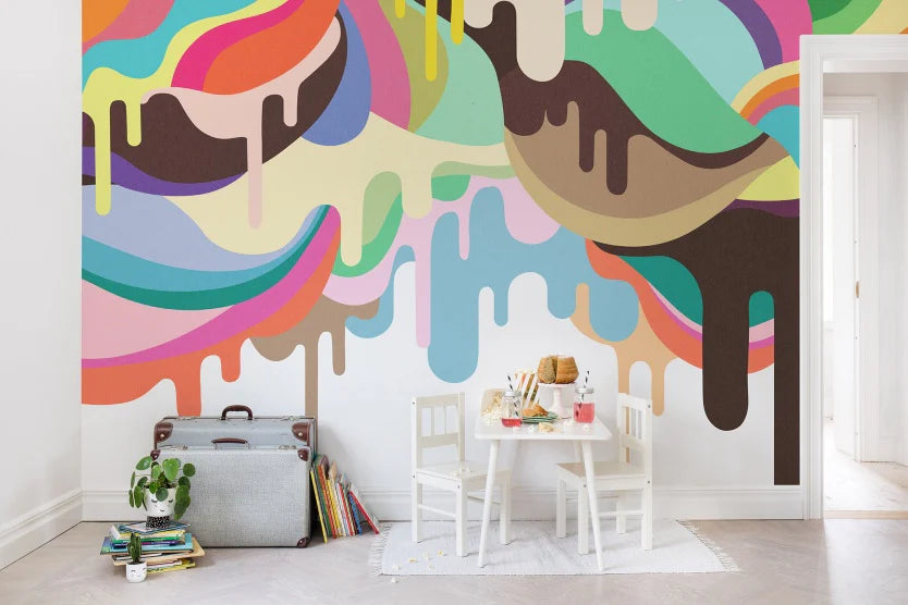 Dripping Ice Cream, Mural Wallpaper in kid's room