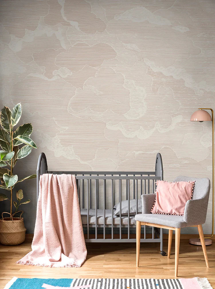Illustrated Clouds, Mural Wallpaper in nursery room