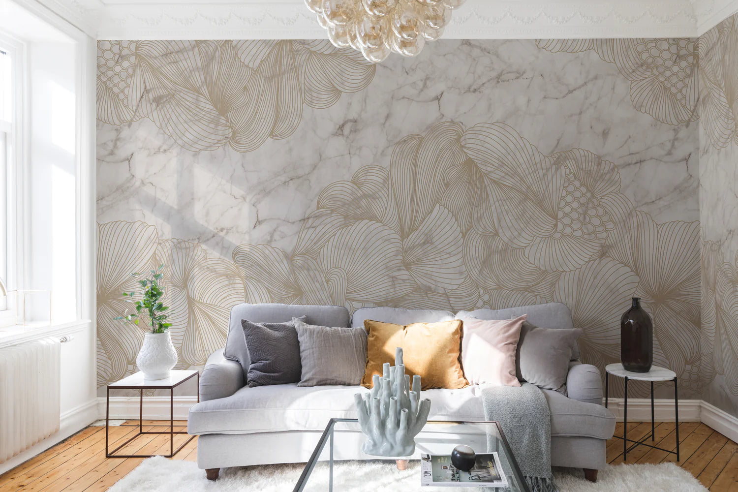 Opulent Marble, Mural Wallpaper in living room