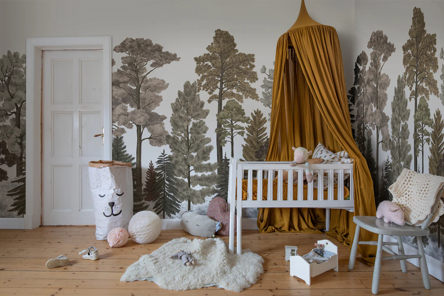 Scandinavian Forest, Mural Wallpaper in nursery room