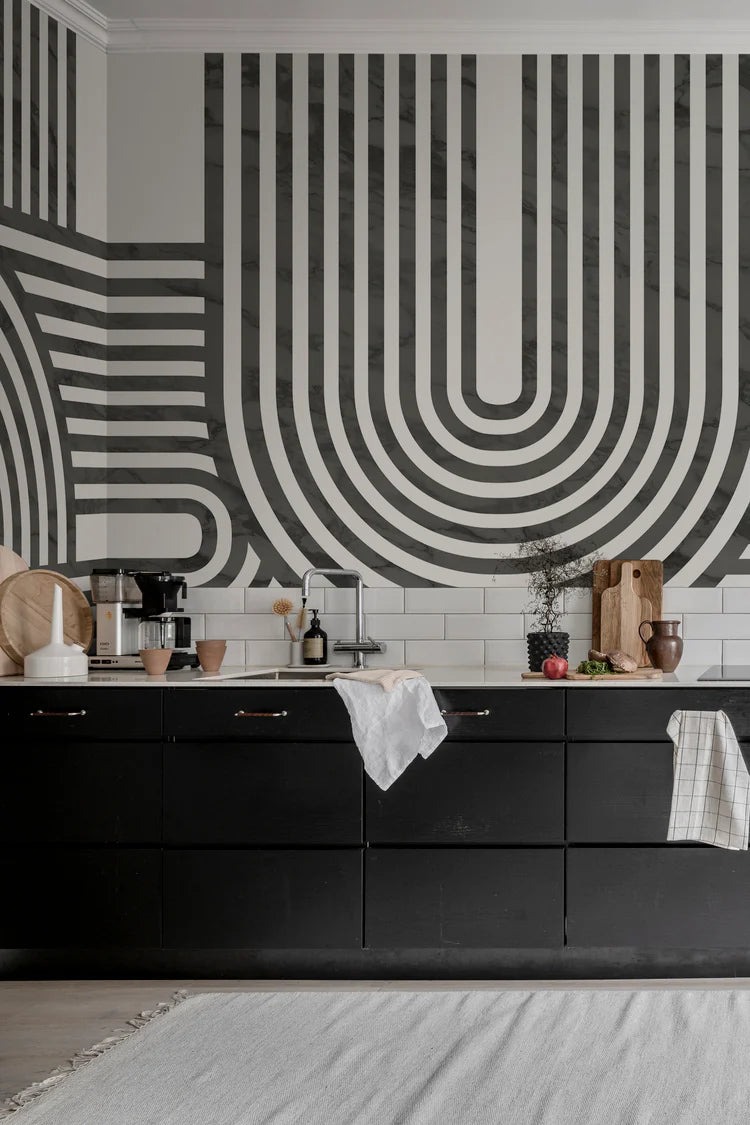 Stella Arch, Geometric Mural Wallpaper in kitchen