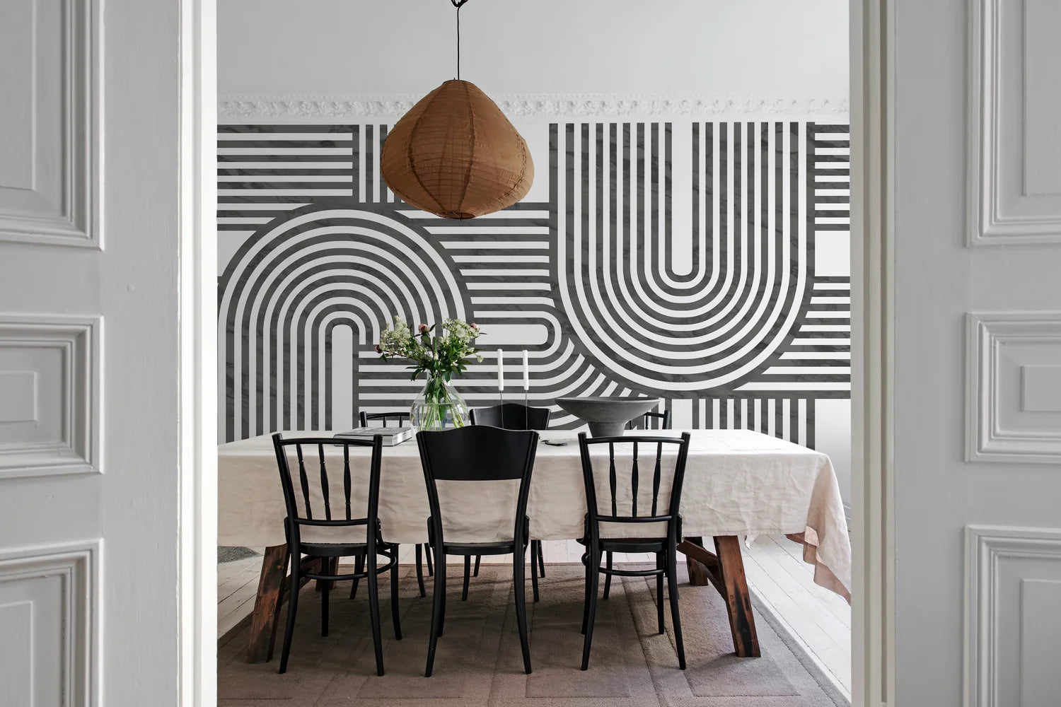 Stella Arch, Geometric Mural Wallpaper in dining room