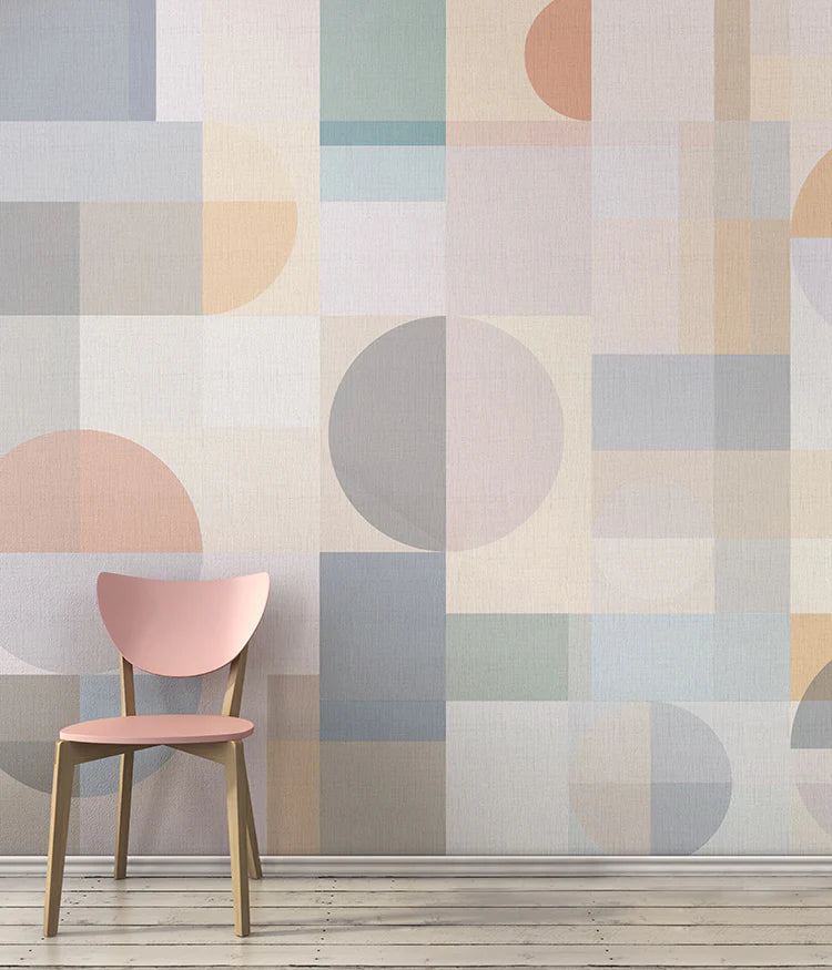 Tribe Geometric Pattern Wallpaper in living room