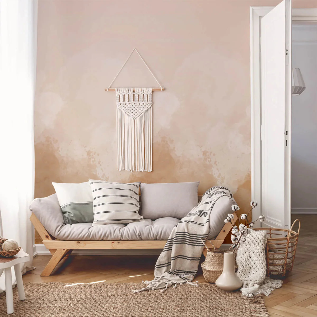 Watercolour Pastel, Ombre Mural Wallpaper in living room