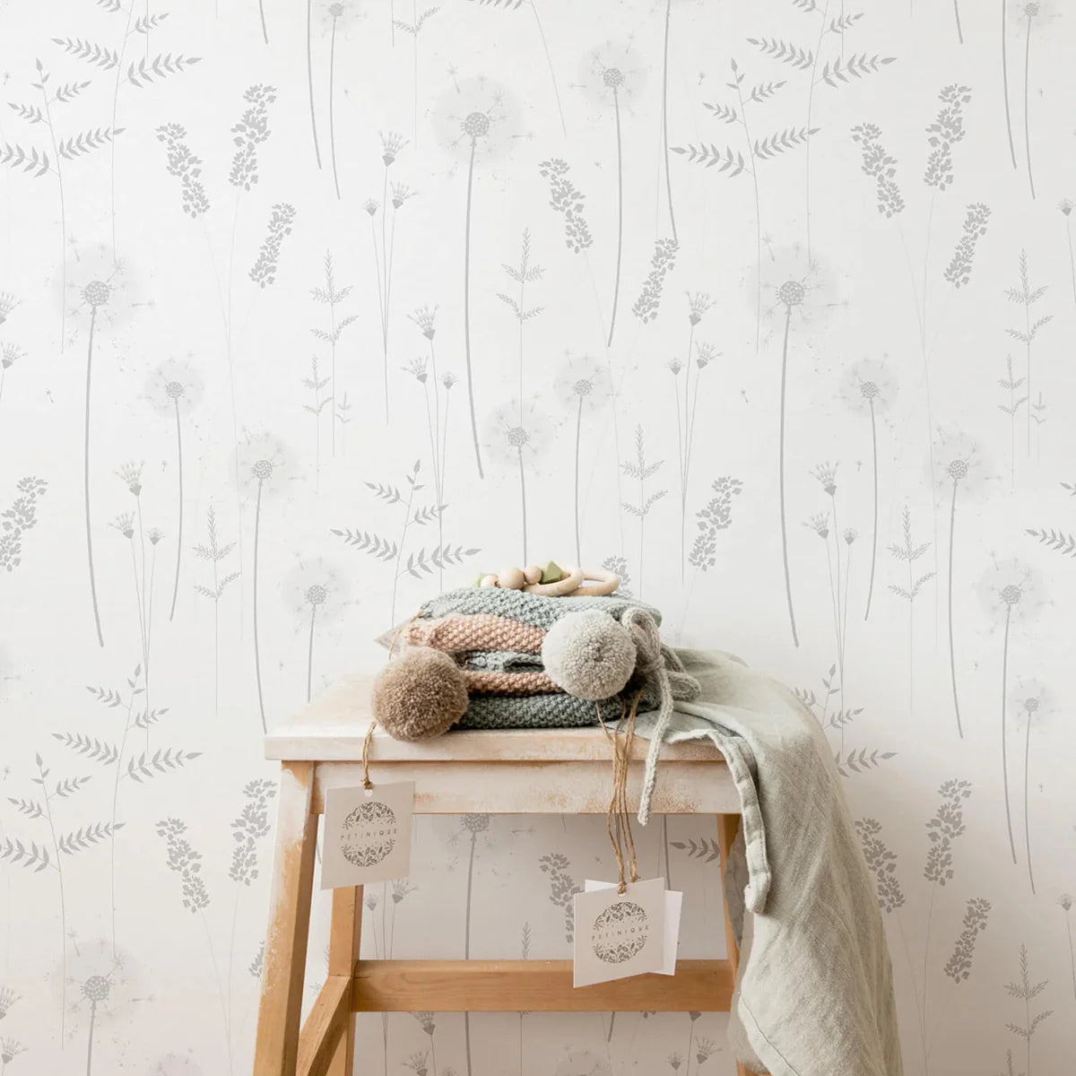 Willow Flower, Grey Pattern Wallpaper in kid's room