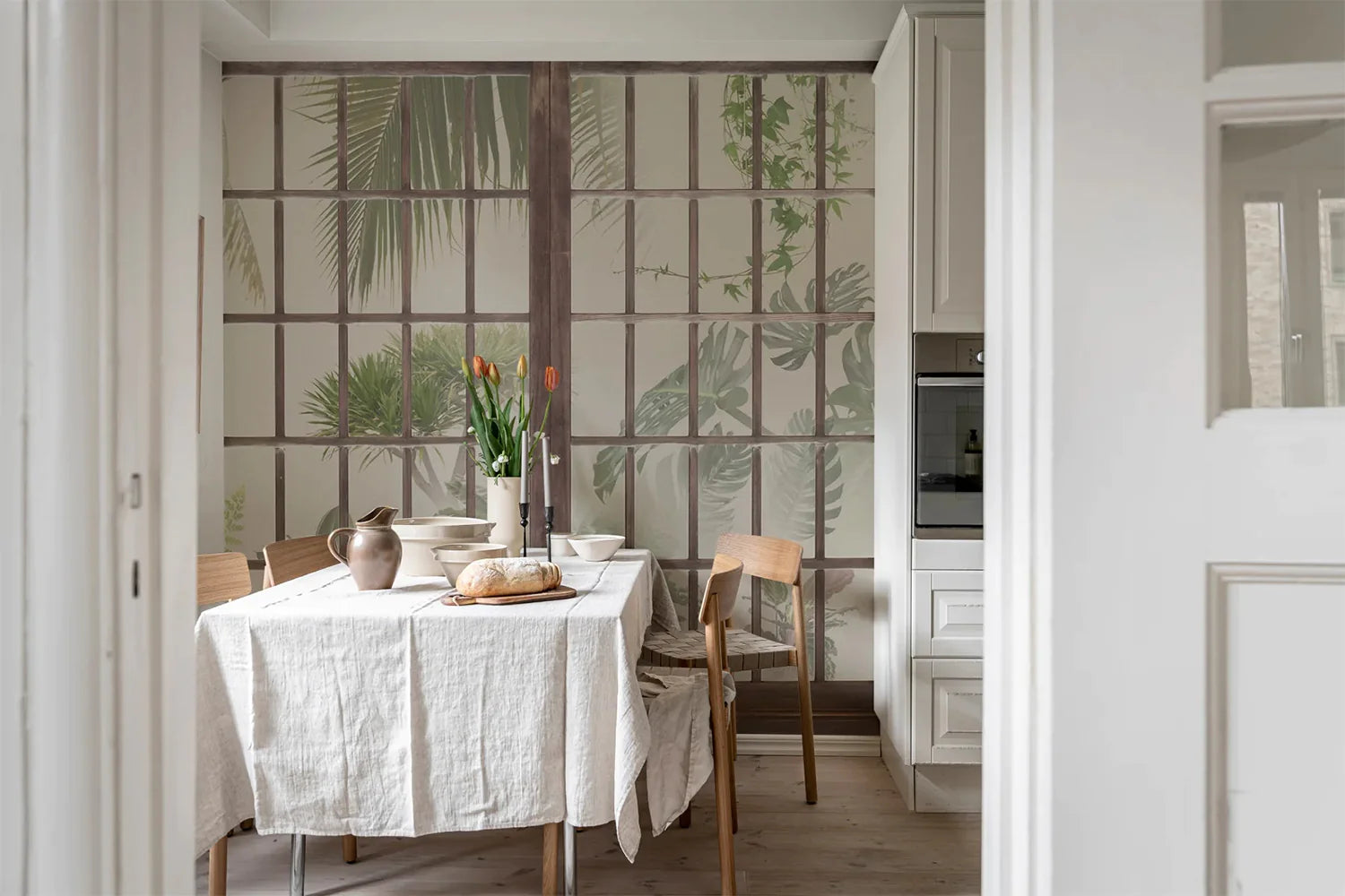 Window View, Tropical Mural Wallpaper in dining room