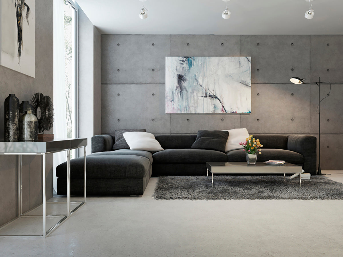 Industrial Concrete, Pattern Wallpaper in modern living room