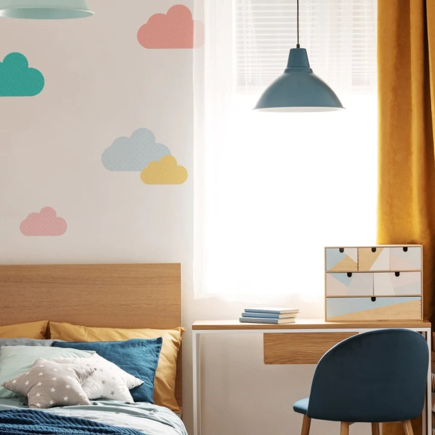 Patterned Clouds, Wall Decals in kids bedroom 