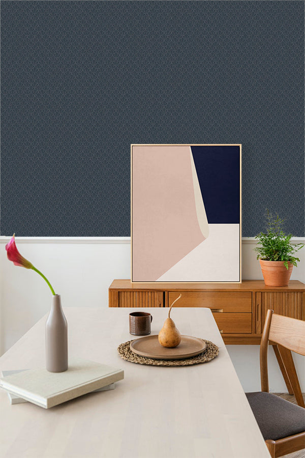 Sashi, Japanese Geometric Wallpaper in dining room