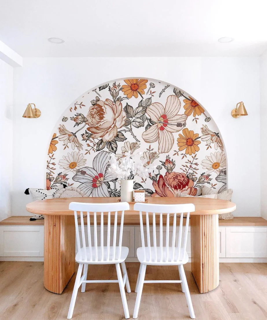 Adora, Vintage Floral Pattern Wallpaper in dining room