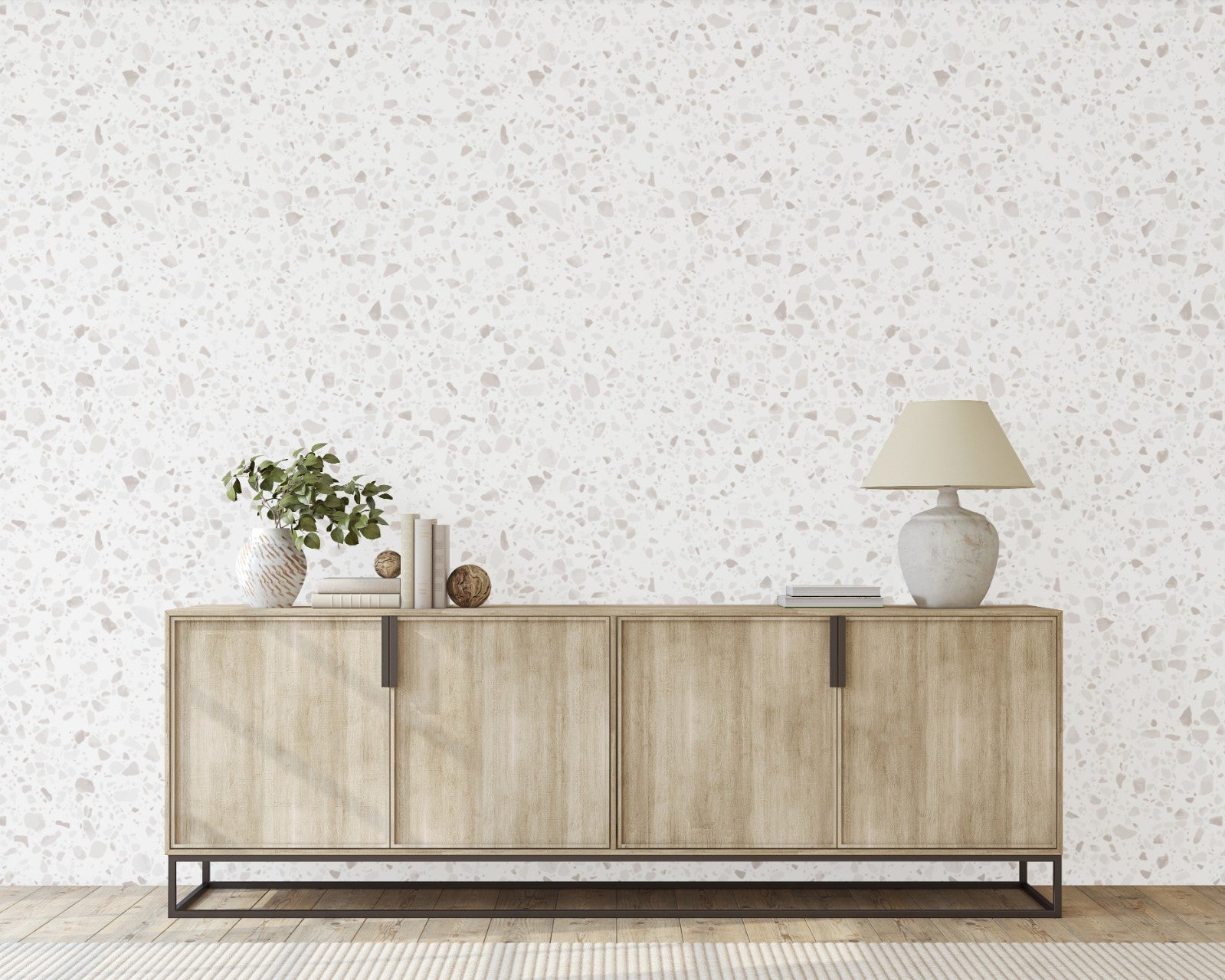 Terrazzo Blanc, Faux Texture Wallpaper in hallway