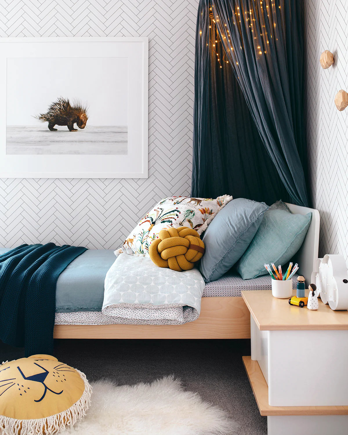 Classic Chevron, Pattern Wallpaper in boy's bedroom