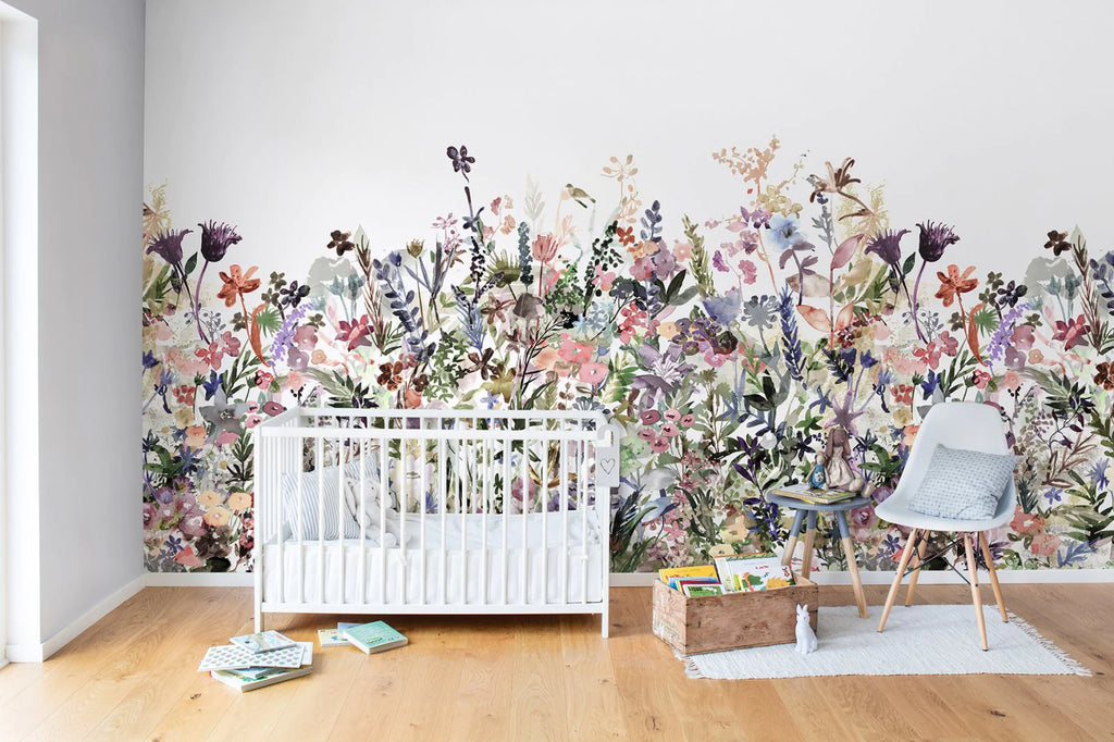 May Meadow Floral Wallpaper in nursery