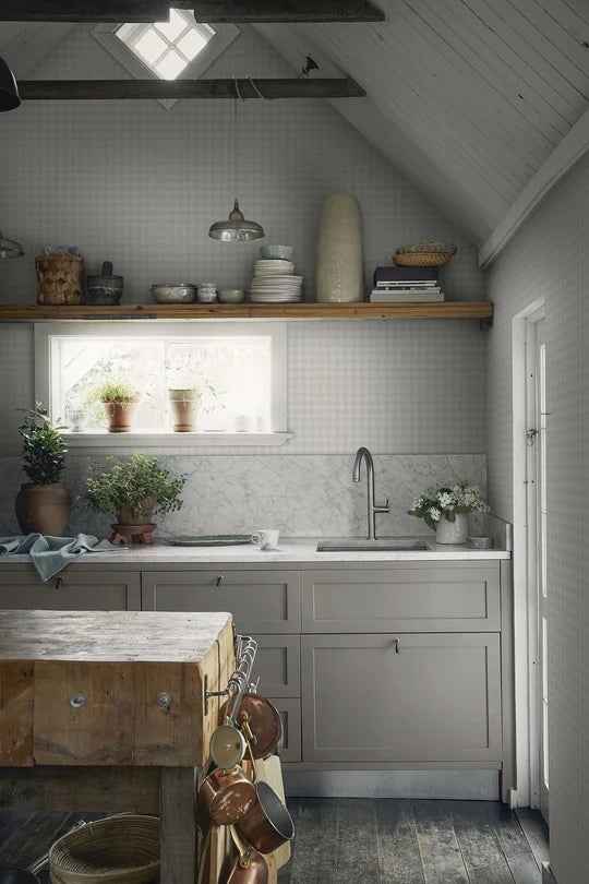 Herman Patterned Wallpaper in Grey for your Kitchen