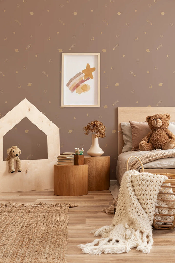 Gold Metallic Space Galaxy, Wallpaper in Terracotta for your home