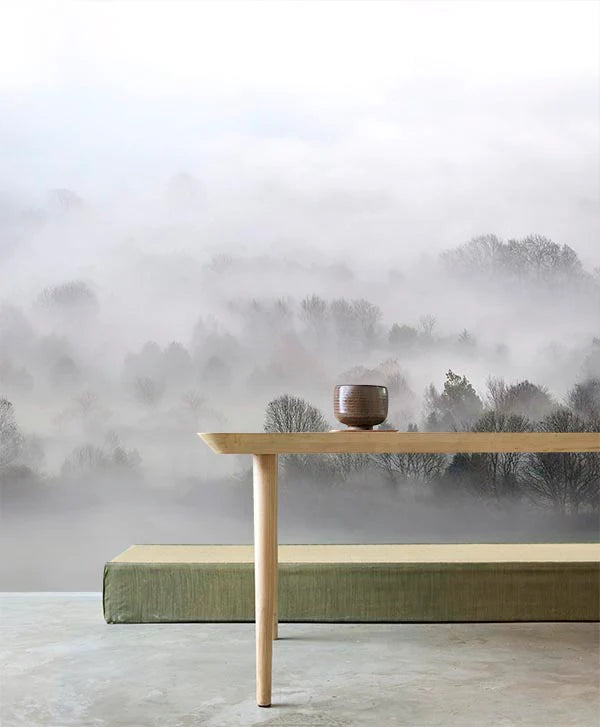 Misty Mornings, Landscape Mural Wallpaper in living room