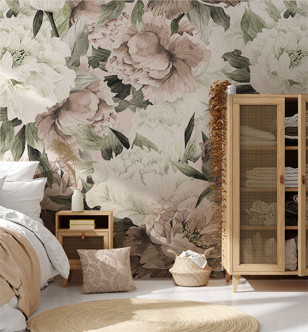 Tilda Vintage Roses, Wallpaper in bedroom