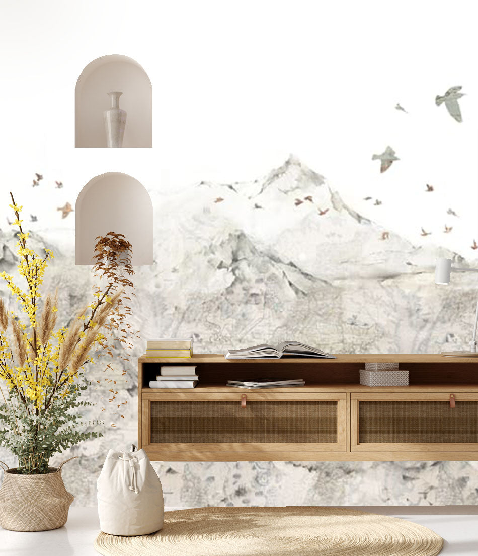 Danone Mountain, Landscape Wallpaper in living room