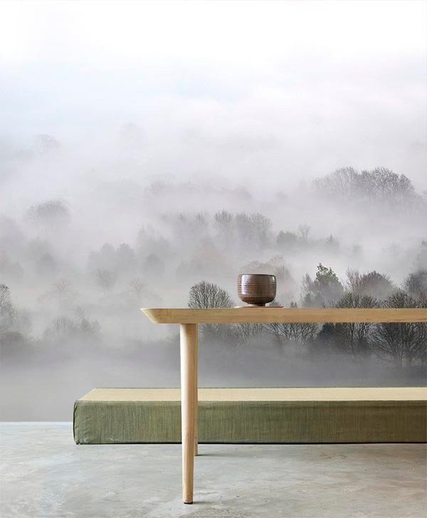 Misty morning wallpaper in a japanese dining area