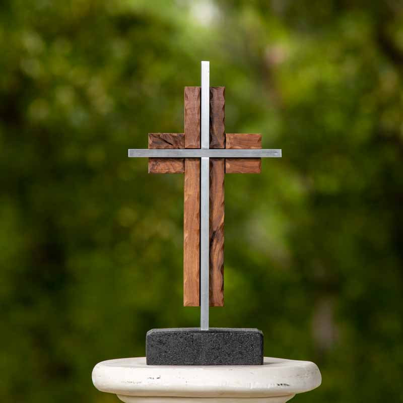 The Unity Cross Rustic Steel and Weathered Solid Black Walnut