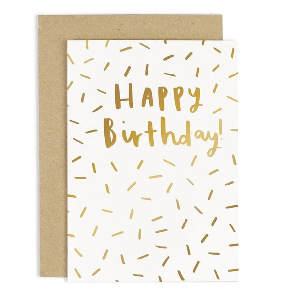 Happy Birthday Sparkles Card - Gold Foil Birthday Card | Old English ...