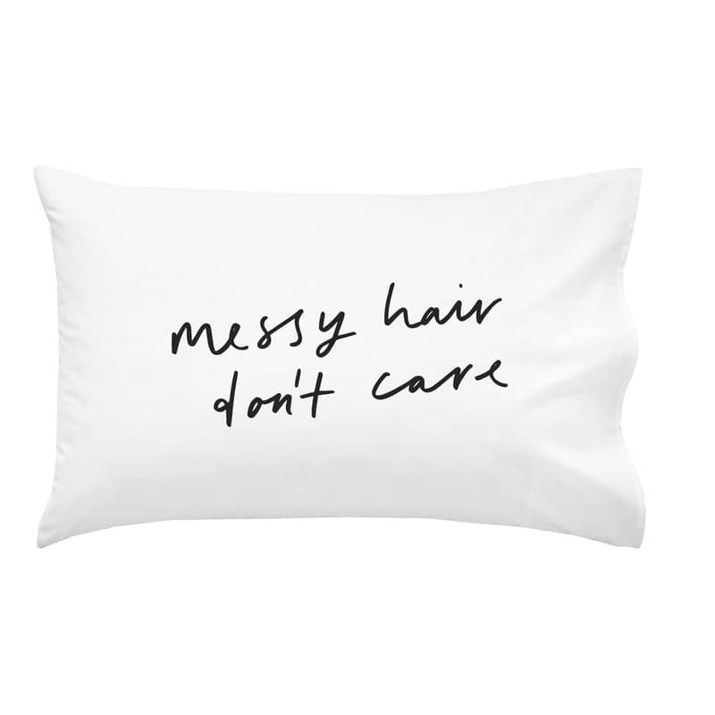 Messy Hair Dont Care Pillow Cover Fun Pillow Old English