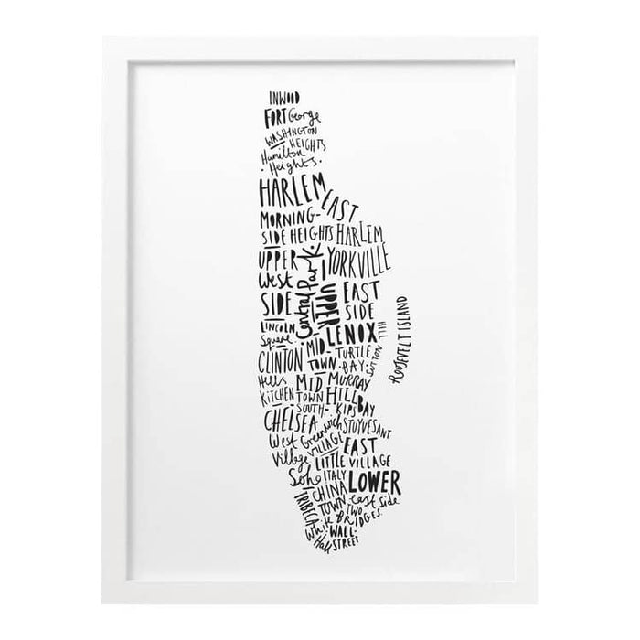 New York Typography Map Map of New York Print   Typography Map Print   Manhattan Map Print 