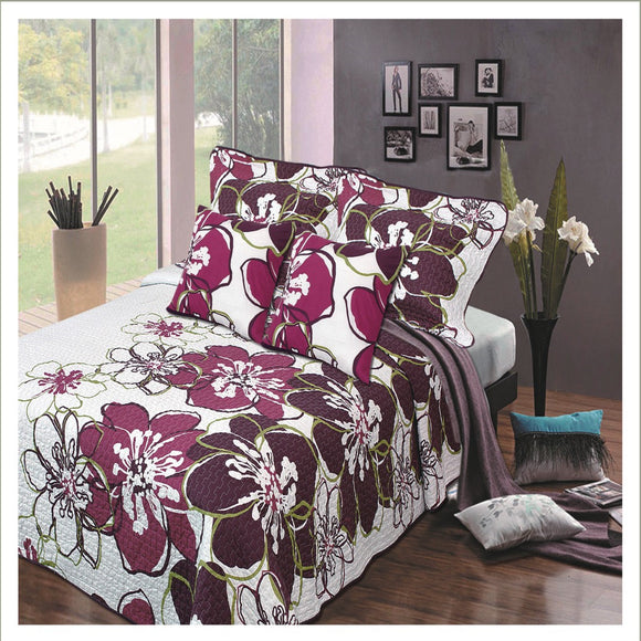 5pcs Reversible Quilted Flower Bedspread Bed Coverlets Quilts Set