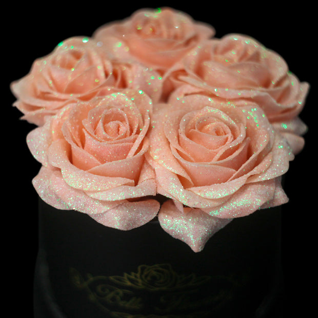50 Fresh Red & Black Glitter Roses Hatbox – Flowers By Crystal