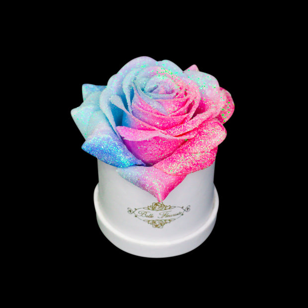 Blue Glitter Roses - Black Micro Box (1 Rose)