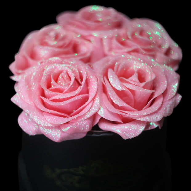 Black Glitter Roses - White Box (3 Roses)  Glitter roses, Mini roses,  Black glitter