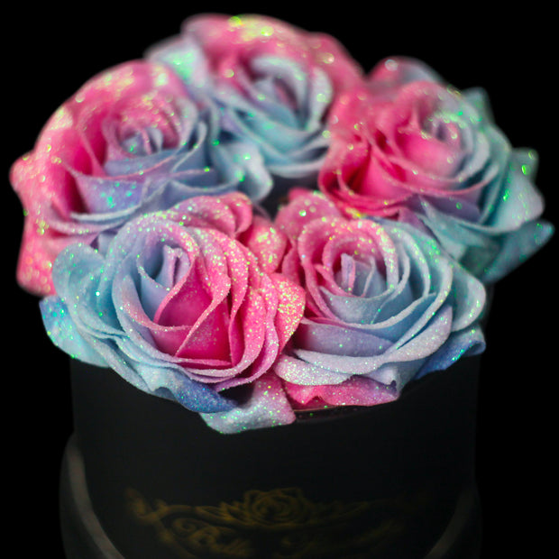 Black Glitter Roses - White Box (3 Roses)  Glitter roses, Mini roses, Black  glitter