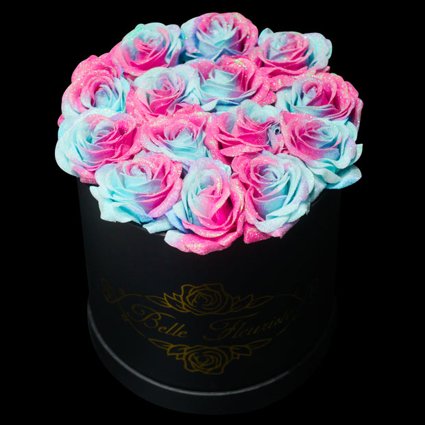 Black Glitter Roses - White Box (3 Roses)  Glitter roses, Mini roses,  Black glitter