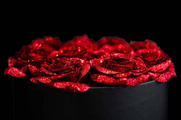 Red & Black Glitter Rose Bouquet – Flowers By Crystal