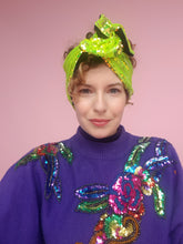 Load image into Gallery viewer, Sequin Head Wrap in Neon Lime