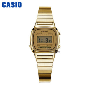 casio women's la670wga-9 gold stainless-steel quartz watch with digital dial