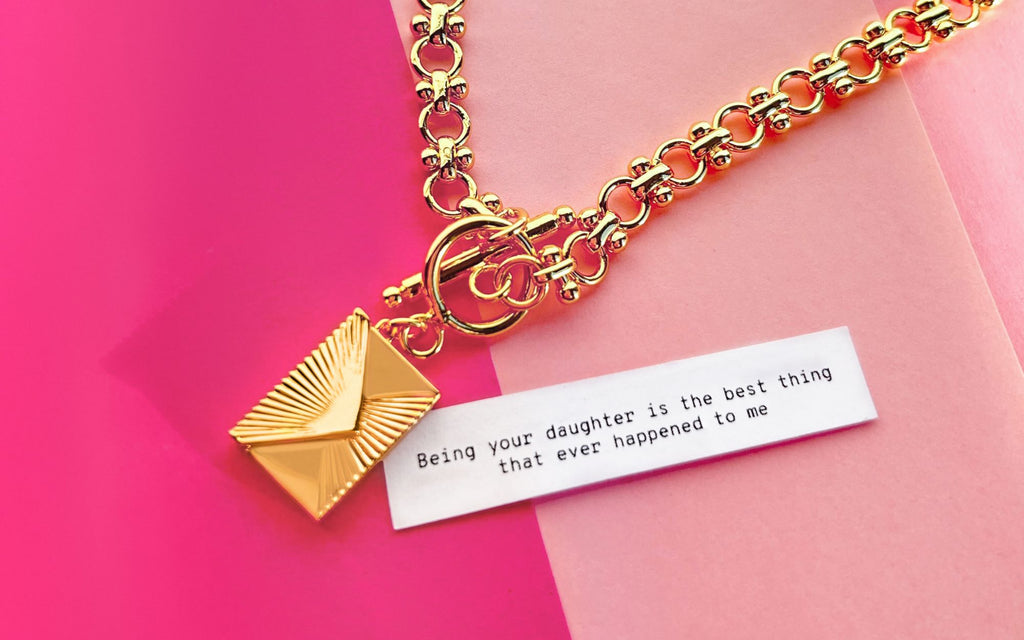 Gold Love Letter Envelope Locket and fortune.