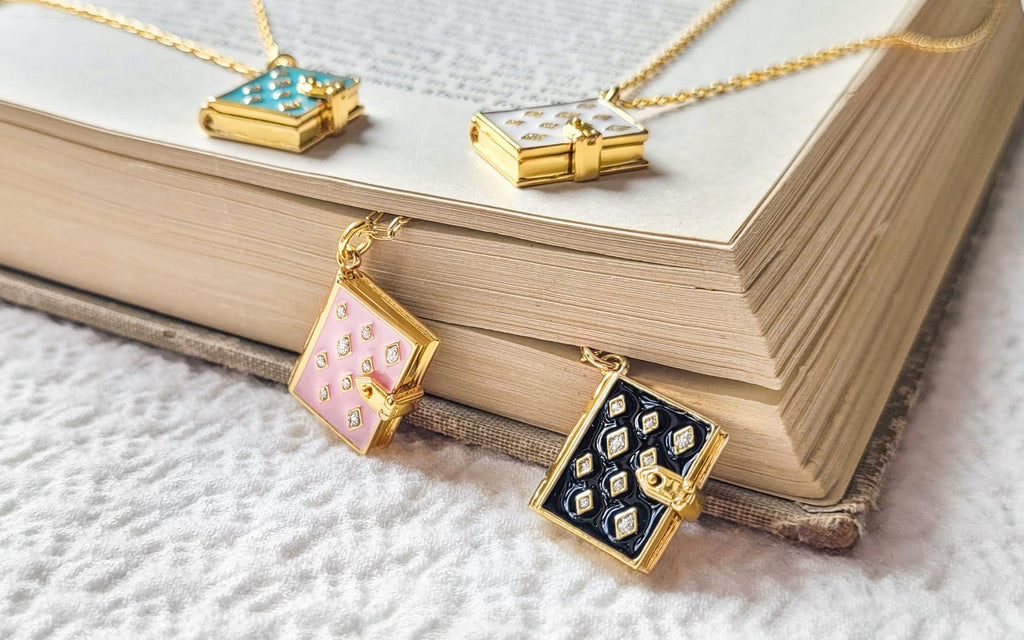 Book lockets on top and between pages of a book