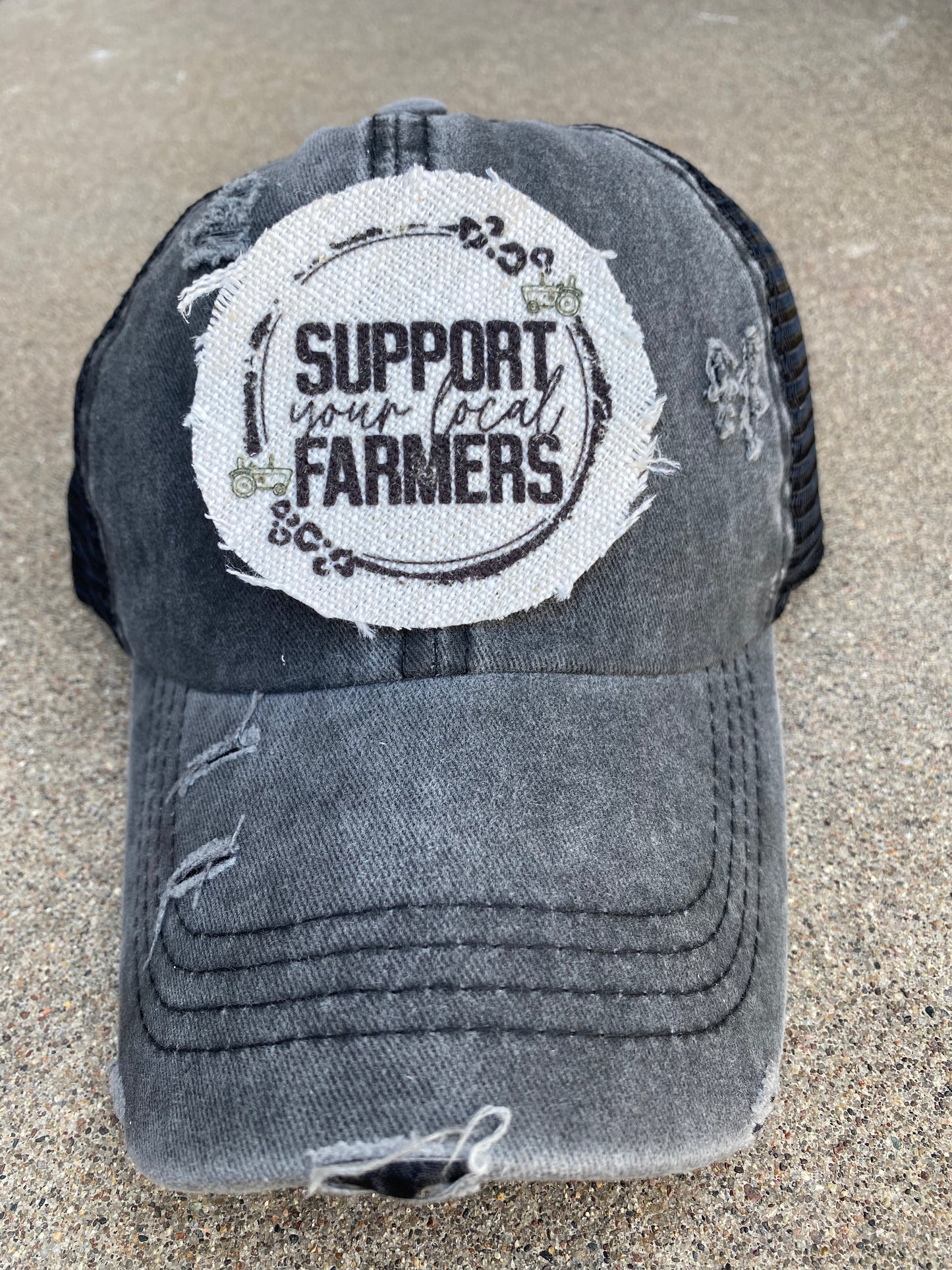Support Your Local Farmers Circle Hat Patch