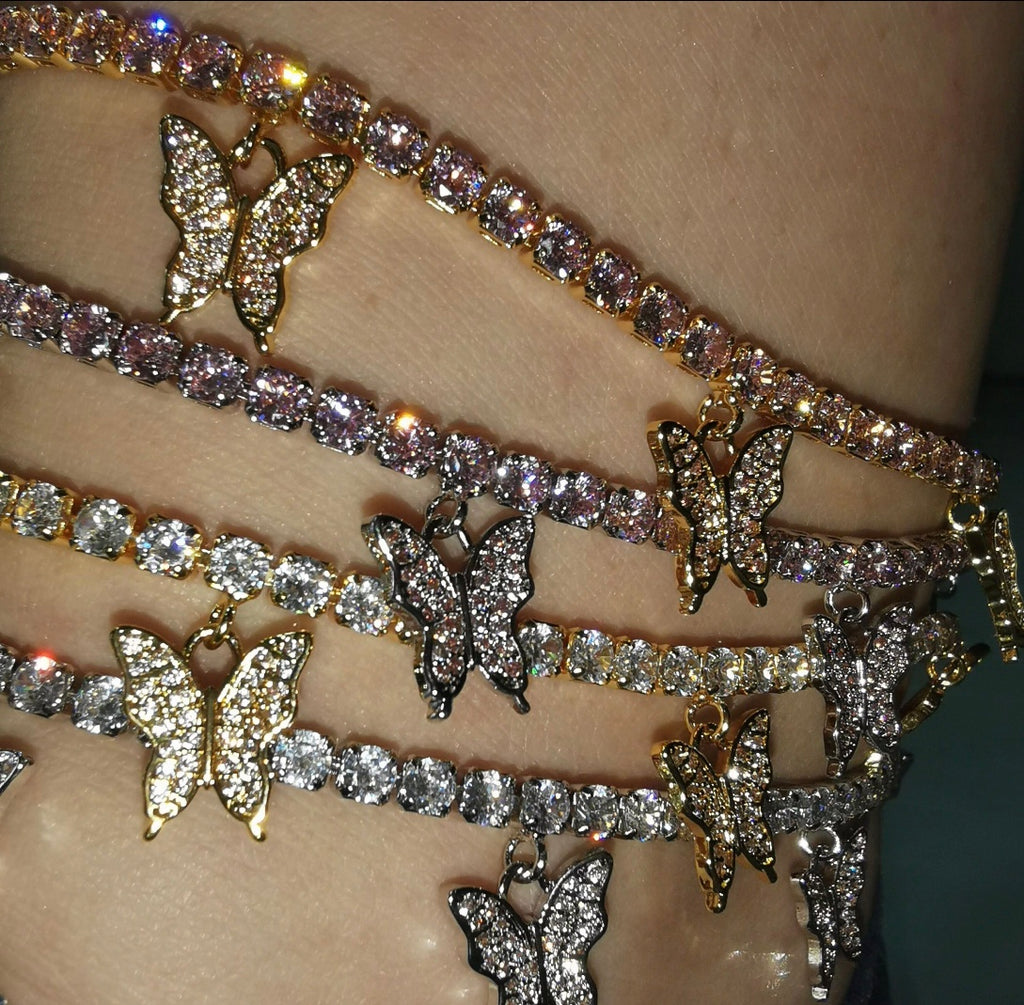 butterfly diamond anklet