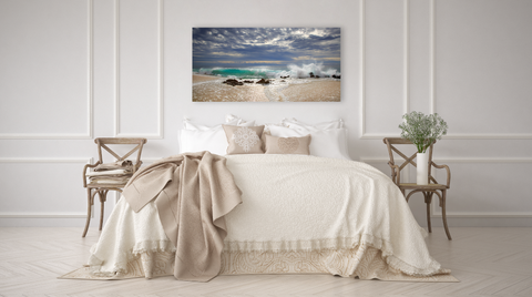 Emerald Seas, wall art print, over bed