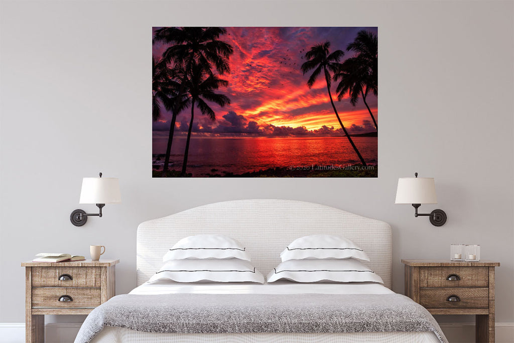 Palms Ablaze - Vivid Hawaiian Sunset Fine Art Photograph