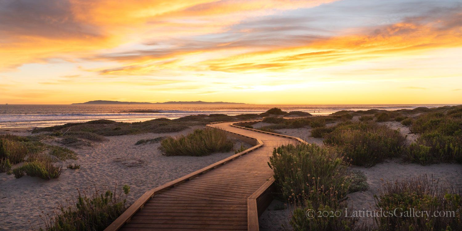 Motivational office artwork photograph of a path along the Ventura, California coast at sunset.