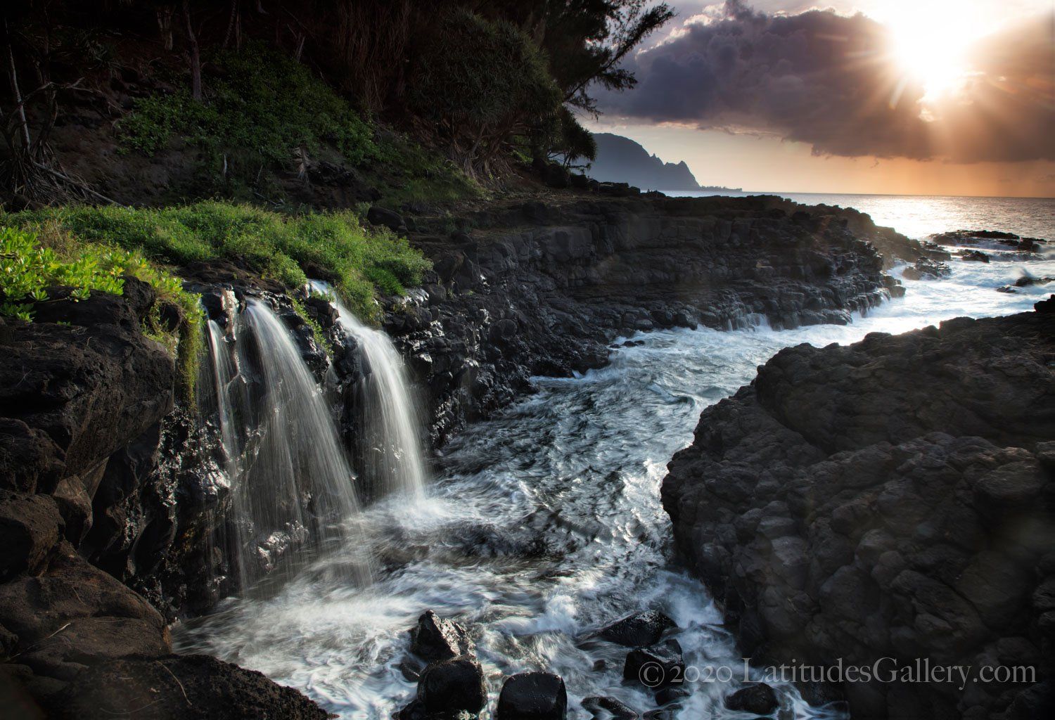 Hawaiian art photograph of gently winding waters that shaped this breathtaking coastal landscape.