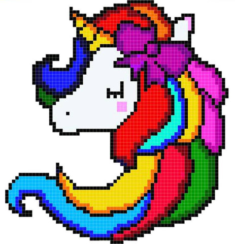 Pixel Art Licorne Multicolore