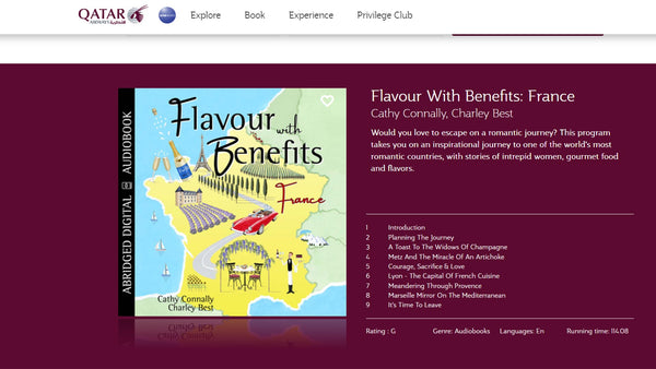 Qatar Airways features Flavour with Benefits: France Audiobook on their flights