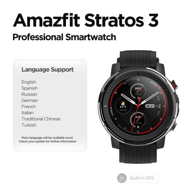 In Stock New Amazfit Stratos 3 Smart Watch GPS 5ATM Bluetooth ...